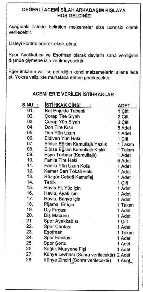 Askere Giderken Alınacaklar Listesi - Askere Giderken Ne Alınır 2 askerde verilen malzemeler
